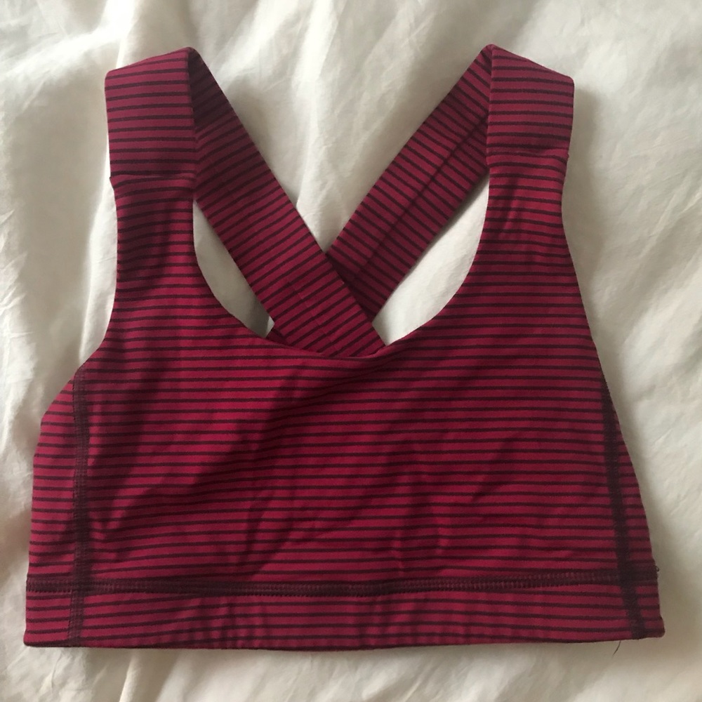 Lululemon Red and Black striped Sportsbra